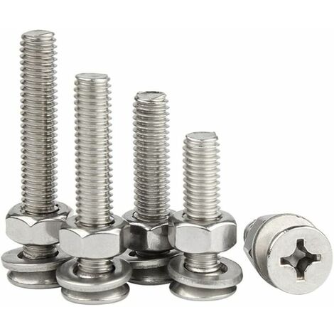 Jeu D'Écrous Hexagonaux De Rondelle De Vis Autotaraudeuse M6, Boulon De Fixation De Quincaillerie En Acier Inoxydable, Tête Plate Croisée,M6x50Mm/5 Pcs Les vis autotaraudeuses sont largement utilisée