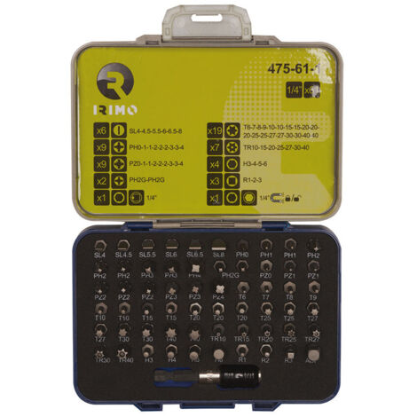Jeu D'embouts 1/4'' Avec Porte-Embout Magnétique, 61 Pièces 475-61-1 Irimo