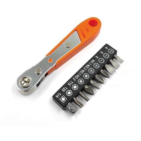 Jeu d'embouts 11 pièces, avec 10 bits et 1 mini cliquet