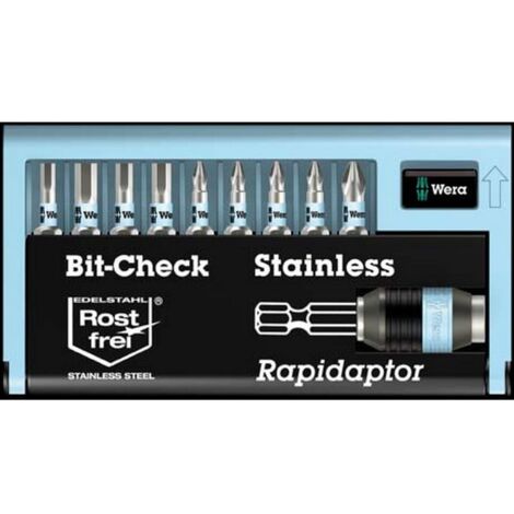 Jeu d'embouts Bit-Check, acier inoxydable, 10 pièces, femelle à 6 pans/PH