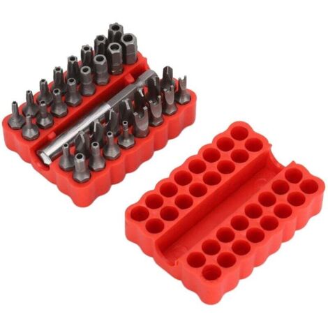 Jeu d'embouts de sécurité, solides solides 33 pièces embouts hexagonaux à vis de sécurité 1/4 po pour véhicule pour la maintenance électronique