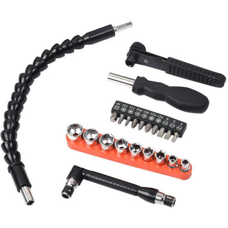 Sunxury - Jeu d'embouts de tournevis, 23 pièces, arbre d'extension Flexible, clé à douille, Kit d'outils pour outils électriques
