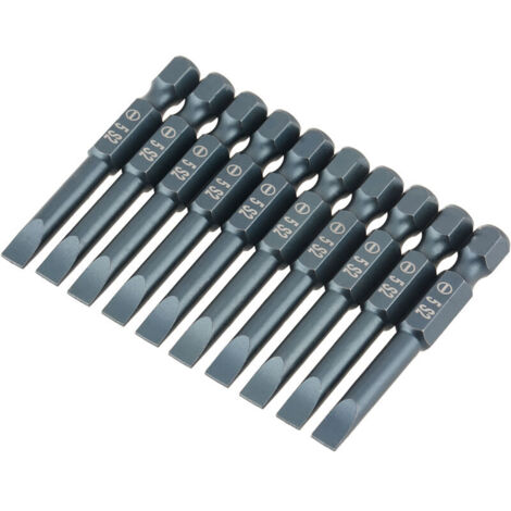 Jeu D'embouts de Tournevis à Fente en Acier allié S2, Forte ténacité, Anti avec Tête Magnétique, Tige Hexagonale de 6,3 Mm, Type Facile à Choisir, Idéal pour les Tournevis