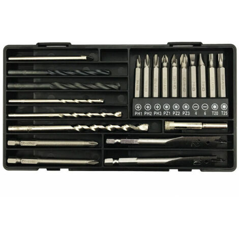Jeu d'embouts de tournevis, jeu d'embouts de tournevis, jeu d'embouts multifonctionnel avec embouts HSS, embouts pour maçonnerie, embouts pour bois, embouts pour bêche à bois, scie cloche, embouts pou