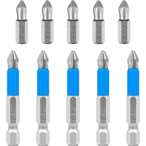 Jeu D'embouts de Tournevis Magnétiques, Embout D'entraînement à Tête Cruciforme à Tige Hexagonale 1/4", Tournevis à Fente Cruciforme, 5 Pièces PH2 x 90 mm
