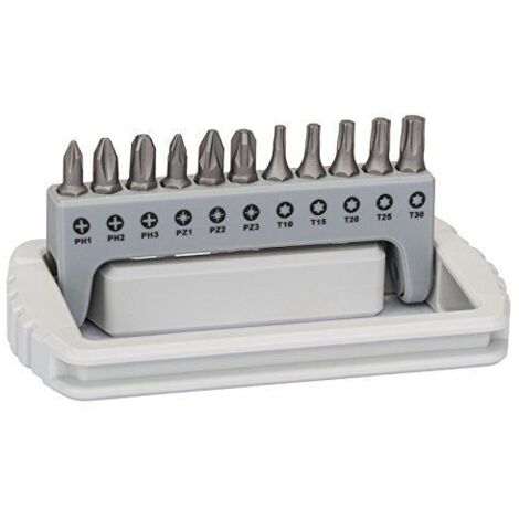 Jeu d'embouts de vissage extra-durs Bosch, 11 pces PH, PZ, T, 25 mm, porte-embouts -2608522129