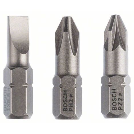 Jeu d'embouts de vissage extra-durs Bosch (mixtes), 3 pces S 1,0x5,5, PH2, PZ2, 25 mm - 2607001766