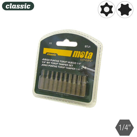 Jeu d'embouts inviolables Torx x 25 mm 10 unités btj1 MOTA