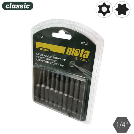 Jeu d'embouts inviolables Torx x 50 mm 10 unités btj2 MOTA