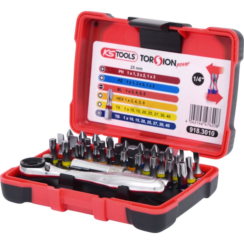 Kstools - ks Tools - Coffret de 30 embouts de vissage 1/4'' à code couleur TORSIONpower® - 918.3010