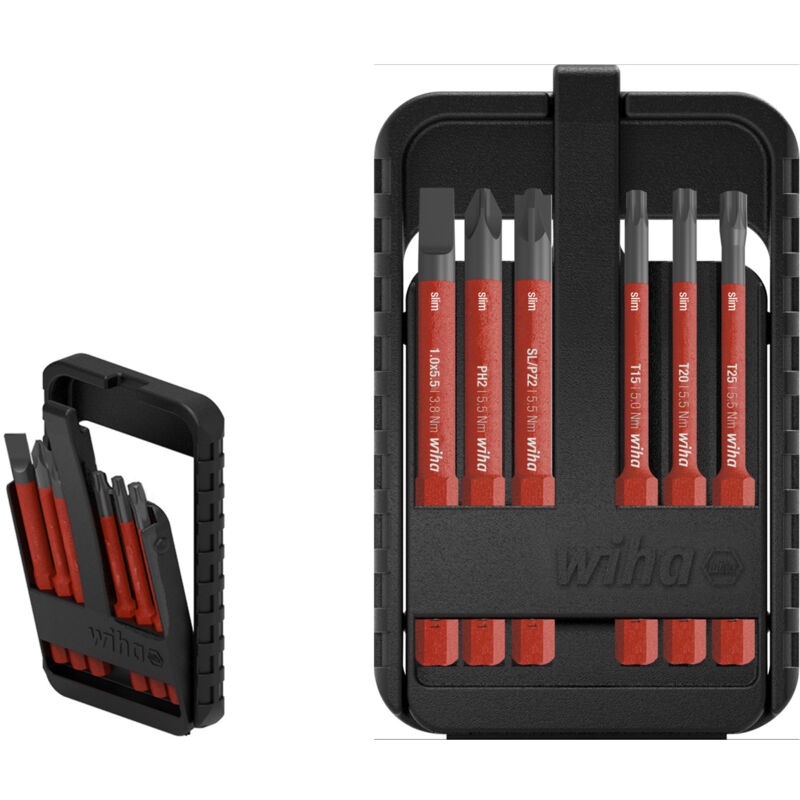 Wiha - Jeu d'embouts slim electric - Coffret de 6 embouts Power Slim - 6 pans 45804