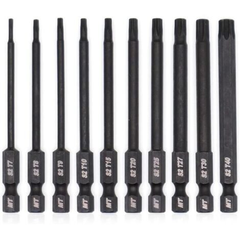 Jeu d'embouts Torx pour tournevis, perceuses et clés à chocs, résistant à la température, traitement thermique avancé, revêtement phosphaté, 8 cm, 10 pièces