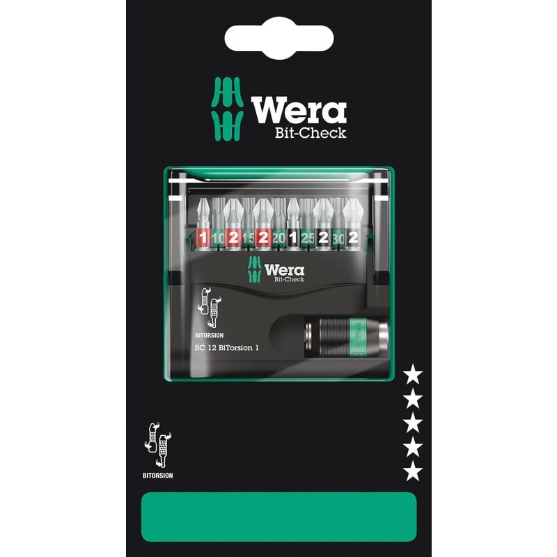 Wera - Bit-Check 12 BiTorsion 1 sb 05136385001 Jeu d'embouts 1/4' (6.3 mm) avec porte-embout A177172