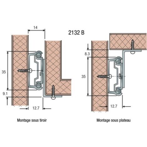 Jeu d'équerre DB633 pour glissières 2132 / 3732 et 3832 - ACCURIDE - 550 mm