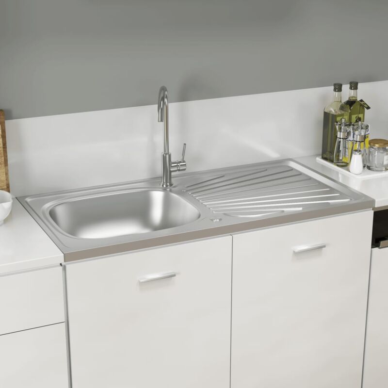 Design In - Jeu d'évier de cuisine et égouttoir argenté 1000x500x155mm inox CFW34637