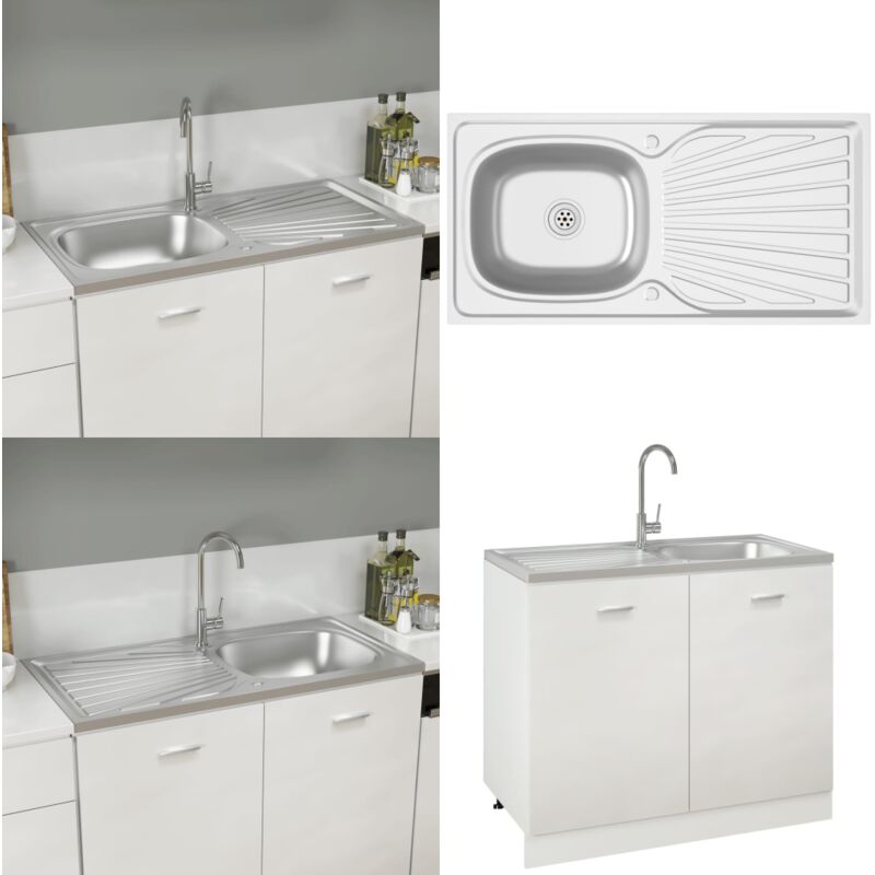 Vidaxl - Jeu d'évier de cuisine et égouttoir argenté 1000x500x155mm inox - évier de cuisine - éviers de cuisine - Home & Living - Argent