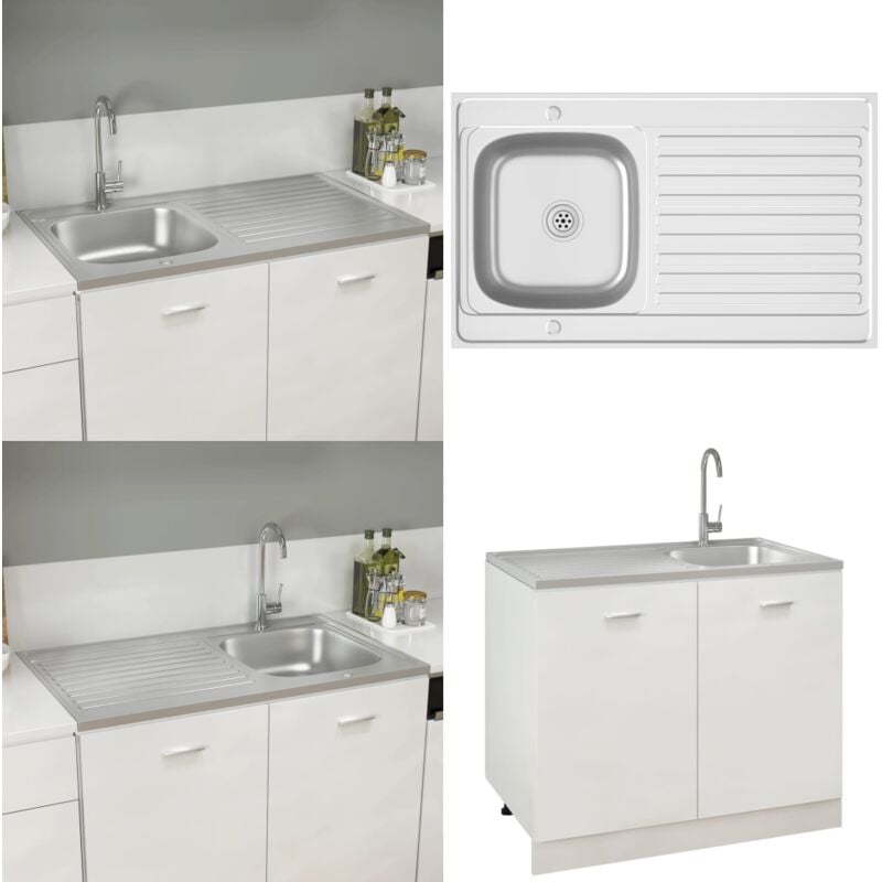 Vidaxl - Jeu d'évier de cuisine et égouttoir argenté 1000x600x155mm inox - évier de cuisine - éviers de cuisine - Home & Living - Argent