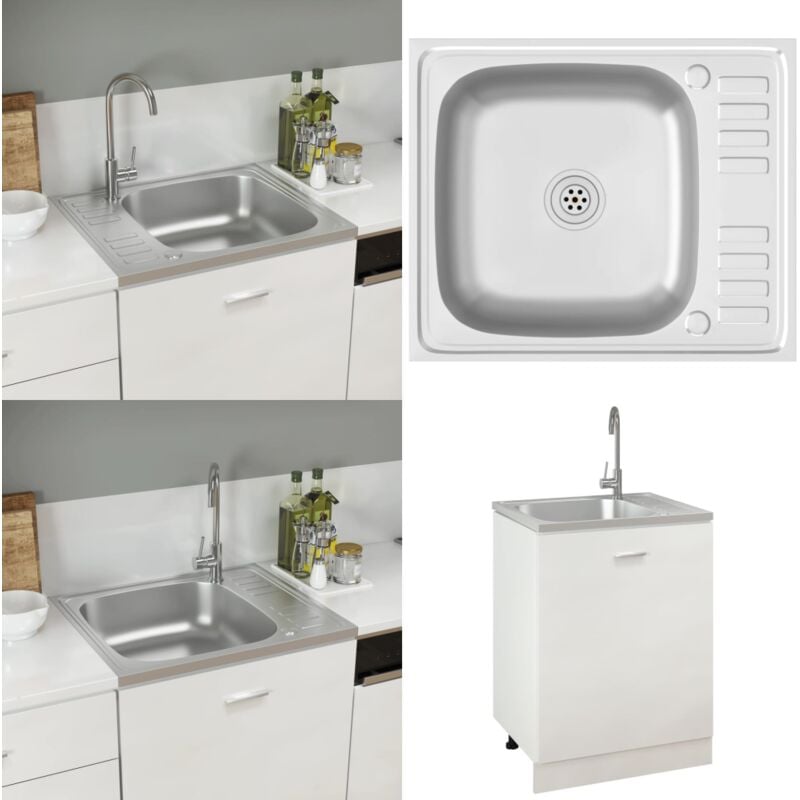 Vidaxl - Jeu d'évier de cuisine et égouttoir argenté 500x600x155 mm inox - évier de cuisine - éviers de cuisine - Home & Living - Argent