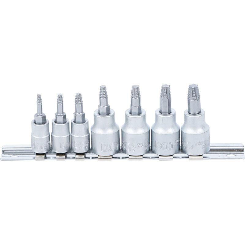 Jeu d'extracteurs de vis 6,3 mm (1/4") / 10 mm (3/8") pour profil T (pour Torx) défectueux T10 - T40 7 pièces