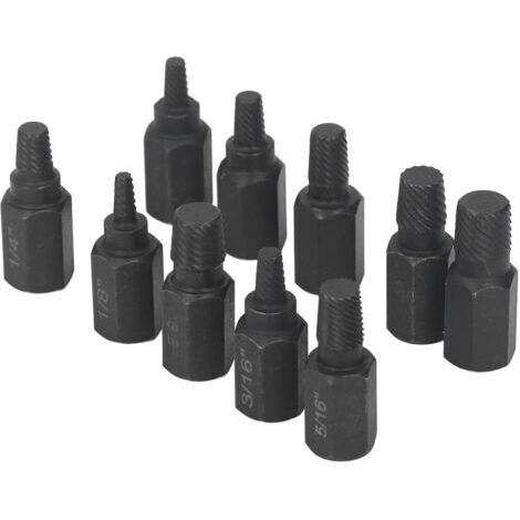 Jeu d'extracteurs de vis cassés, 10 pièces, 1/4 7/32 3/16 5/32 1/8 13/32 3/8 11/32 5/16 9/32 pouces, dissolvant endommagé pour boulon d'écrou