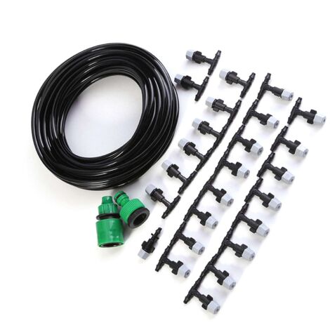 Jeu d'Irrigation Micro 15M avec Connecteur de Robinet, Joint Rapide et 24 Buses Anti-Blocage pour Système de Brumisation Patio/Jardin