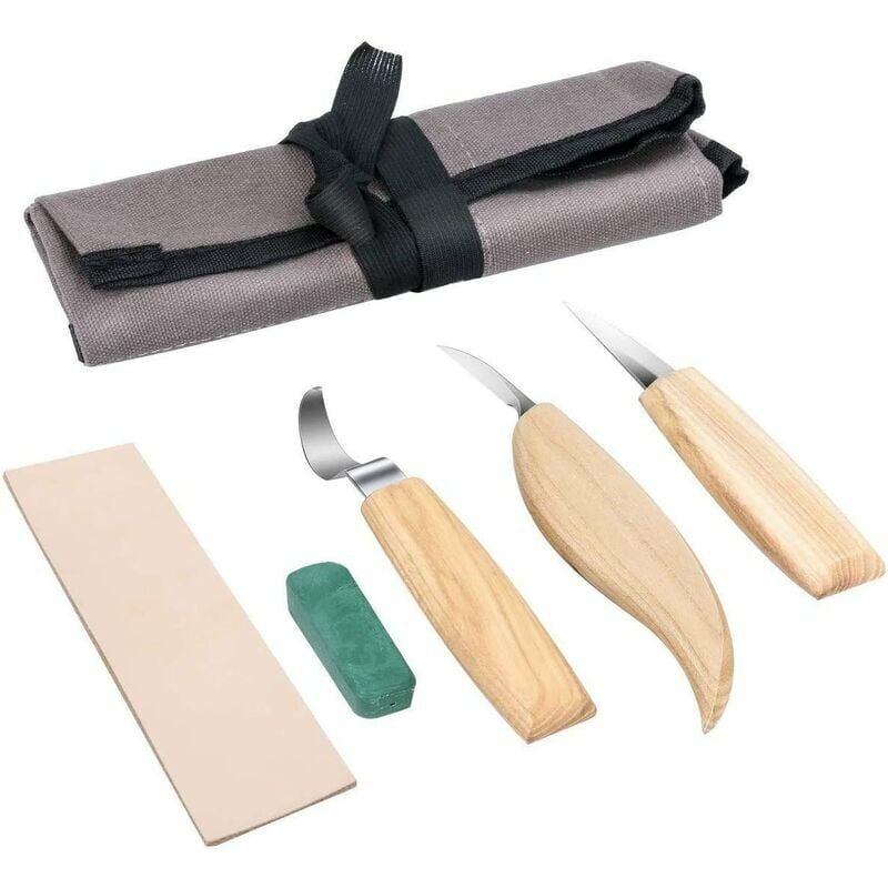 Vuszr - Jeu d'outils de sculpture sur bois 5 en 1,Outils de Sculpture sur Bois, Kit de 3 Couteau de Sculpture sur Bois, Couteaux à Découper Lame en