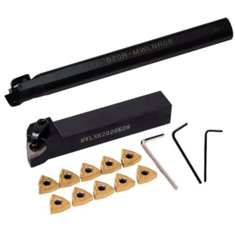 Jeu D'Outils de Tournage MWLNR2020K08 + S20R-MWLNR08 + 10 Lames WNMG080404