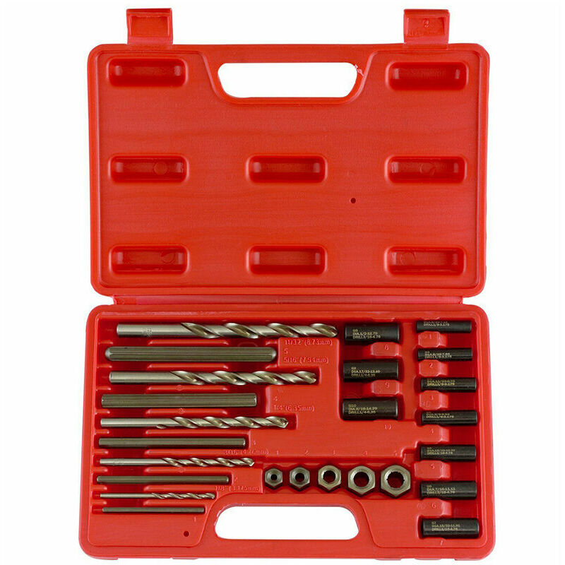 Jeu d'outils spéciaux pour extracteur de vis 25 pièces (boîte rouge)