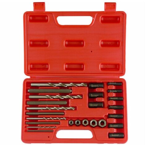 Jeu d'outils spéciaux pour extracteur de vis 25 pièces (boîte rouge)