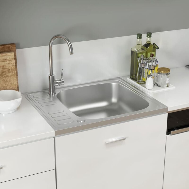 Maison Chic - Jeu d'évier de cuisine et égouttoir Evier 1 bac Argenté 500x600x155 mm Inox