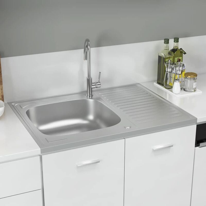 Maison Chic - Jeu d'évier de cuisine et égouttoir Evier 1 bac Argenté 800x600x155 mm Inox