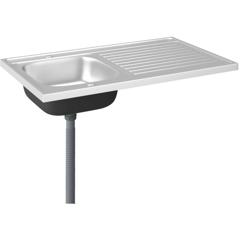 Helloshop26 - Jeu d'évier de cuisine et égouttoir évier encastré lavabo de cuisine maison intérieur argenté 100 cm acier inoxydable