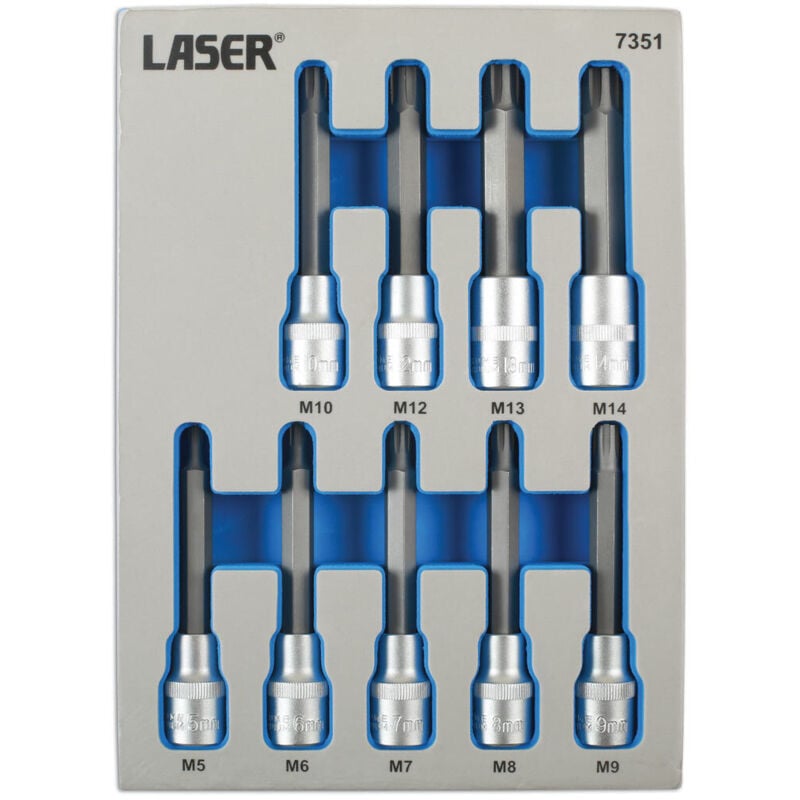 Laser Tools - Jeu laser 7351 d'embouts ribe perces tamperproof 9 pieces
