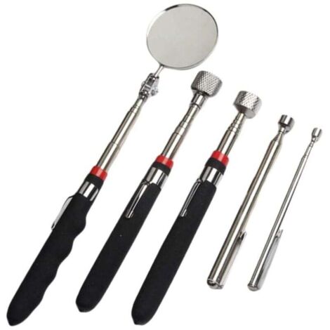 Jeu Miroir De Détection Télescopique Portable Parking Miroir De Mécanique D'inspection Étendre Voiture Extensible Extension Ajustable Miroir D'inspection Télescopique 5 Pièces