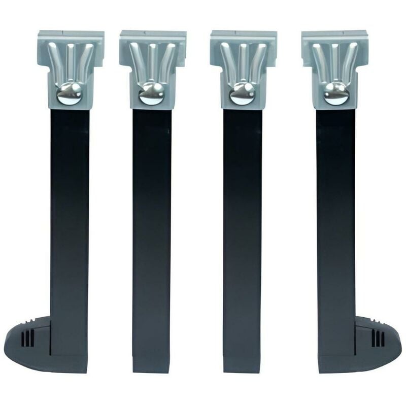 Visiodirect - Jeu pieds sommier avec roue coloris Noir - Hauteur 25 cm x 3,5 cm