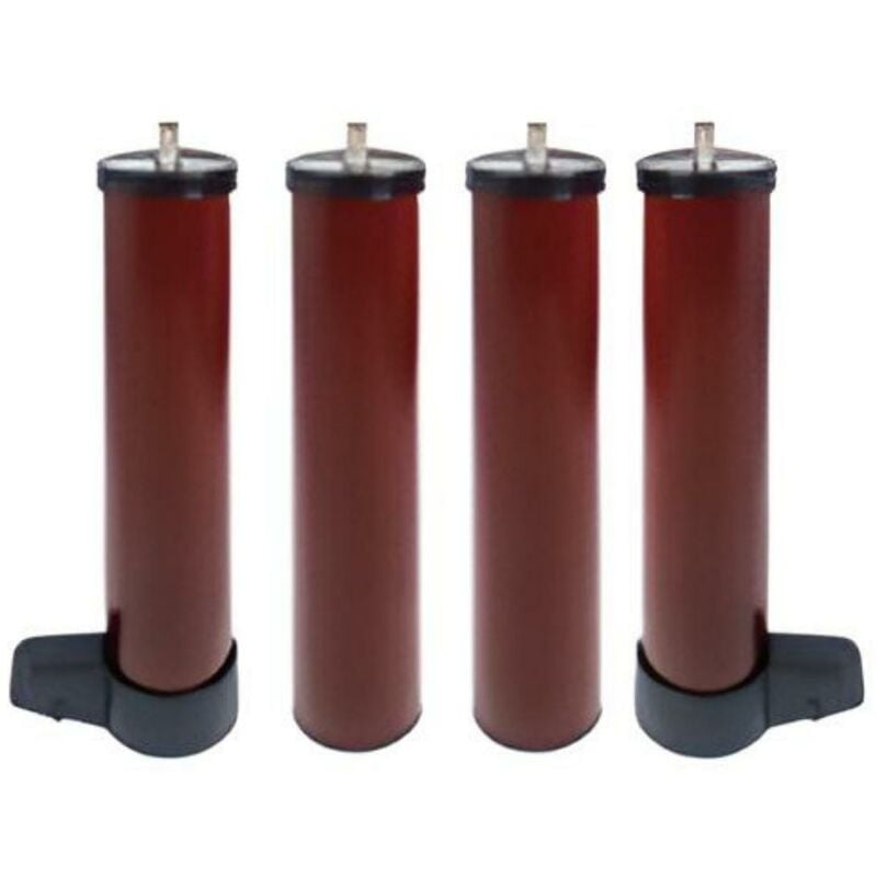 Jeu pieds sommier tapissier avec roue coloris Rouge - Hauteur 25 cm x 5 cm