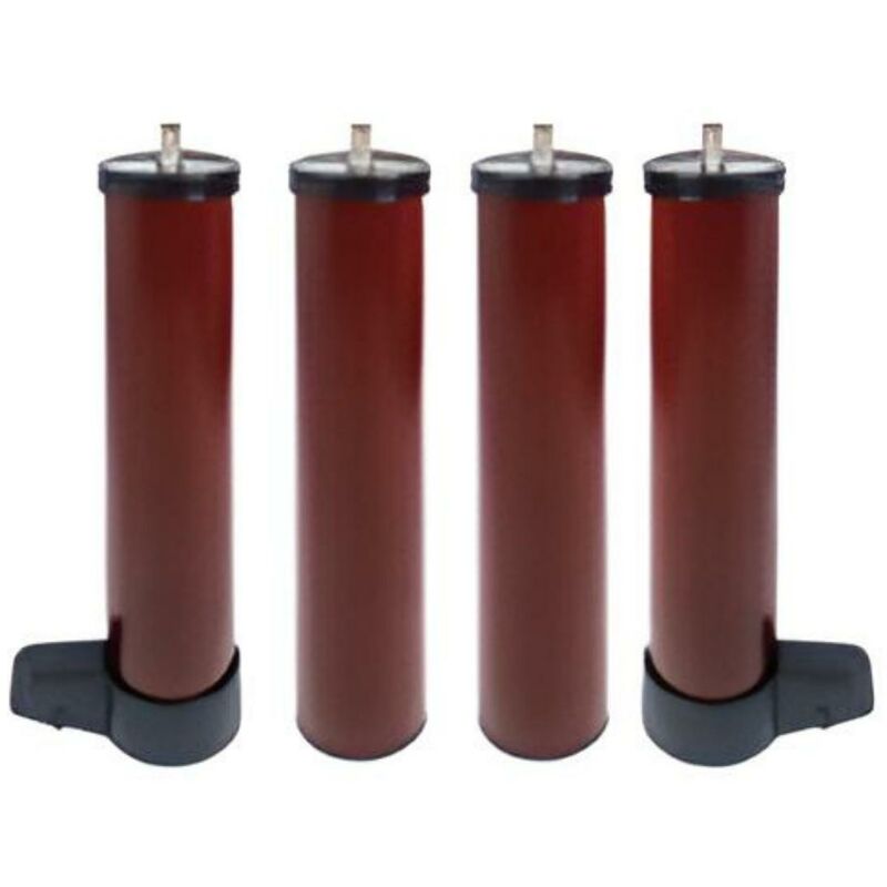 Jeu pieds sommier tapissier avec roue coloris Rouge - Hauteur 40 cm x 5 cm