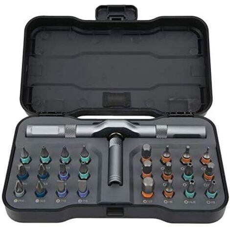 Jeu Tournevis Cliquet 24 en 1,Kit Précision Magnétiques Avec Poignée à T Amovible, Étui Rangement Outil Réparation Portable Pour Meubles,Vélo -