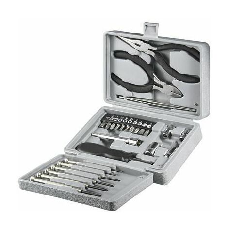 Jeu Universel pour Travaux Mécaniques Précis, 25 Pièces, kit d'outils avec tournevis, porte-embouts, jeu d'embouts, pinces et douilles.