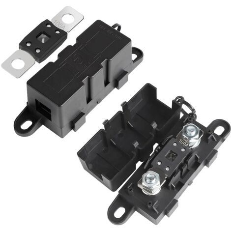 Jeux de 2 Porte Fusible Mega avec 2 Méga Fusibles 100A Support Fusible Mega Boulonné M8 ANM pour Voiture Bateau Moto Caravanes Camion