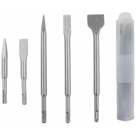 Jeux de 5 forets à percussion en acier 40Cr, pointes à marteau rotatif, type burin, tête plate