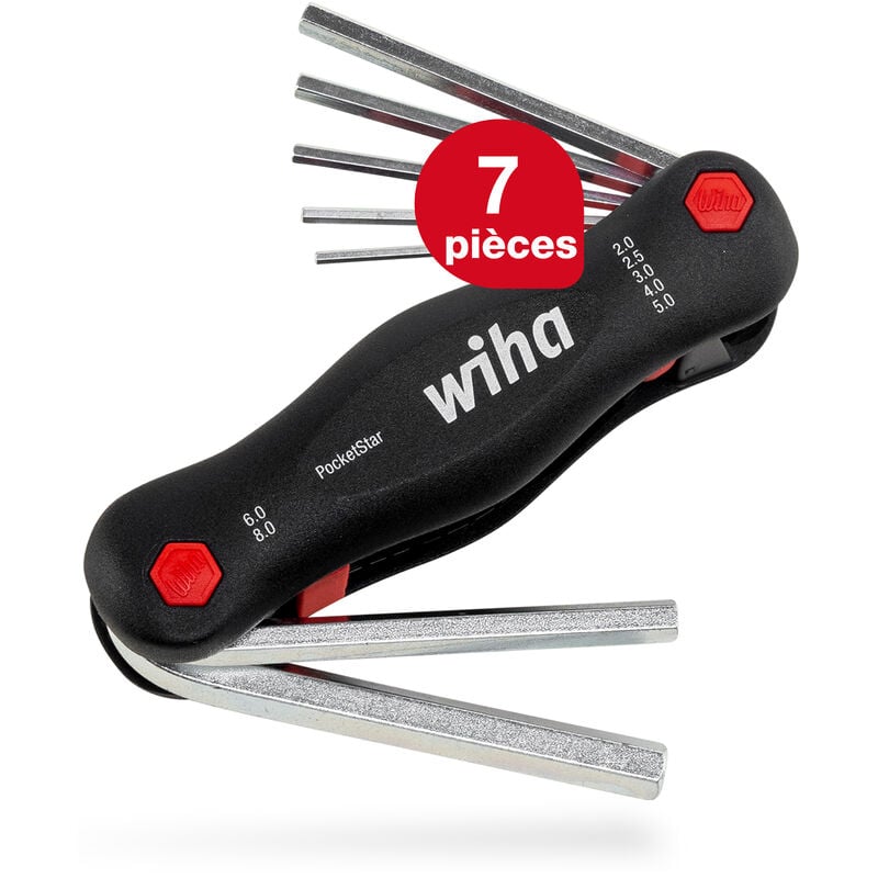Multitool PocketStar Six pans à tête sphérique MagicRing®, 7 pcs (23033) - Wiha