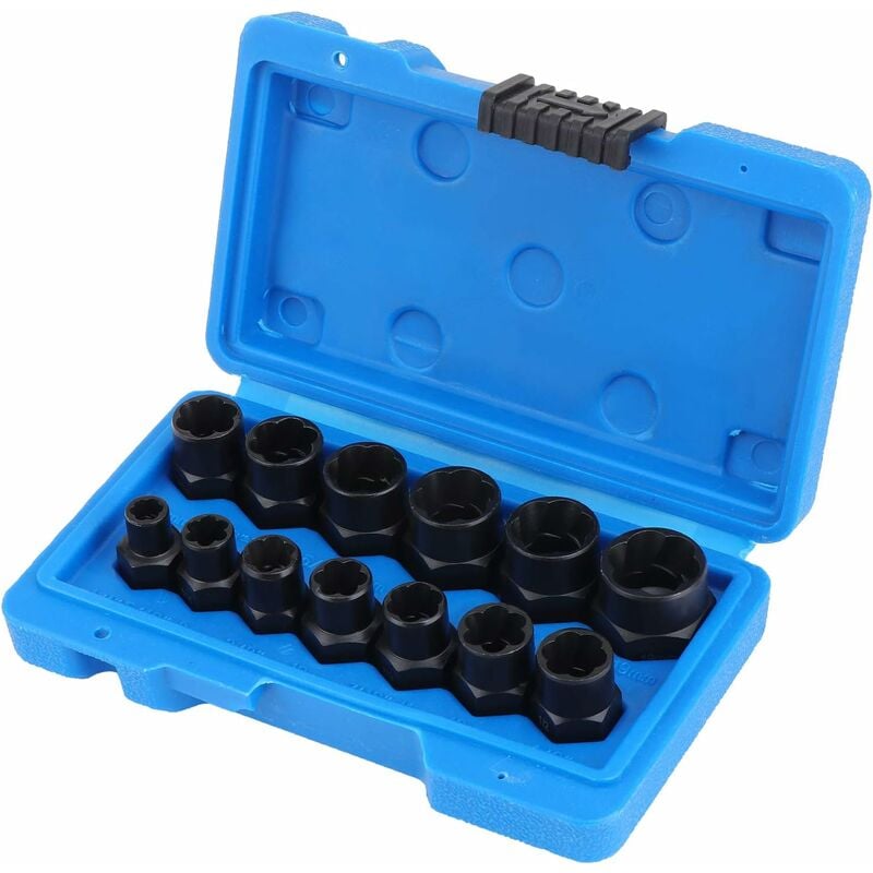 Jeux de douilles, extracteur d'écrous, douille pour extracteur de boulon endommagés (13PCS)