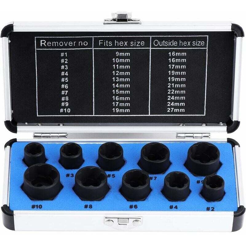 Jeux De Douilles, Extracteur D'Écrous, Douille Pour Extracteur De Boulon Endommagés 9-19Mm (10Pcs)