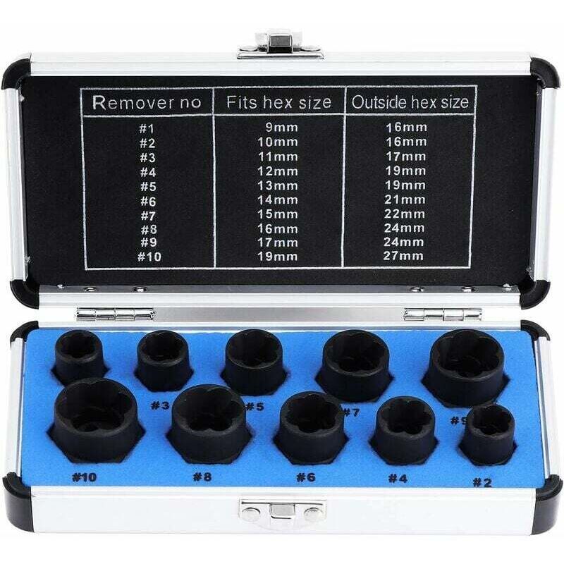 Jeux De Douilles, Extracteur D'Écrous, Douille Pour Extracteur De Boulon Endommagés 9-19Mm (10Pcs)