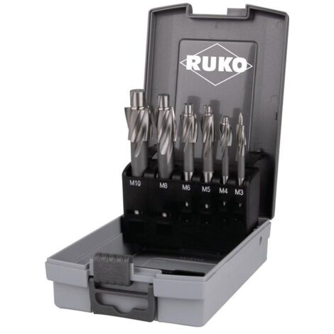 Jeux de fraises à lamer DIN 373 HSS à queue cylindrique à pilote fixe, en coffret plastique