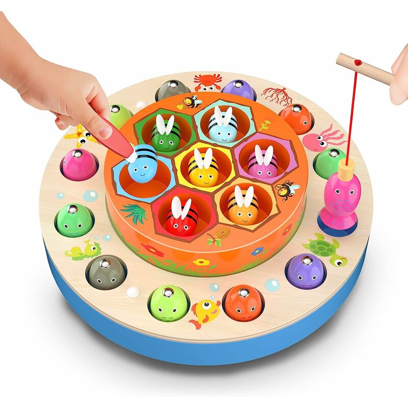 Heguyey - Jeux Montessori Jouet en Bois Jeu de Pêche Magnetique Jeux Enfant 3 Ans et Plus Jouets Enfant Educatifs Cadeau Garçons Filles