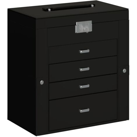 Jewellery Box 5-Layer with Mirror Lockable Black vidaXL