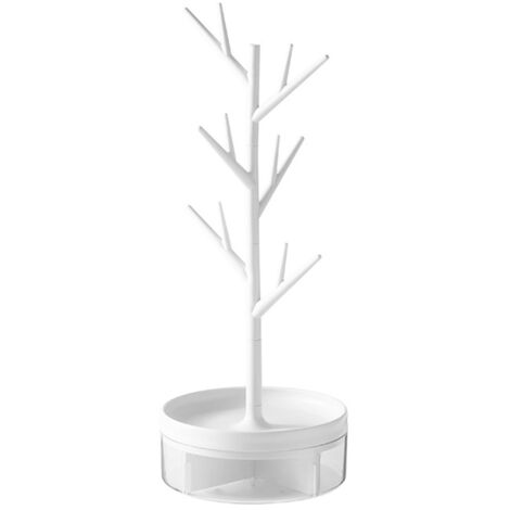 Jewelry Storage Rack Multifunctional 360 Degree Rotating Desktop Tree Branch Jewelry Display Holder for Necklace Earrings White