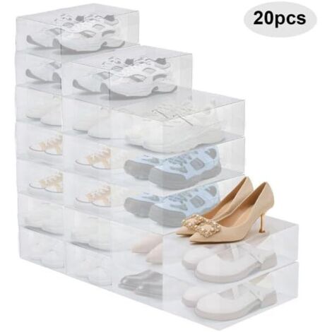 JF HOME BLISS 20 Pack Shoe Storage Boxes Stackable Storage Plastic Shoe Organiser Box Set